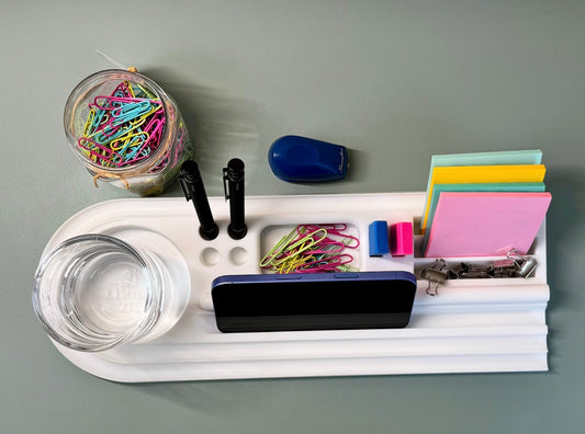 Silicone Desk Organizer Tray | Tech & Office Accessory Holder for iPhone, iPad, Mobile Phones, Tablets, Pens 15.25” × 5.5”