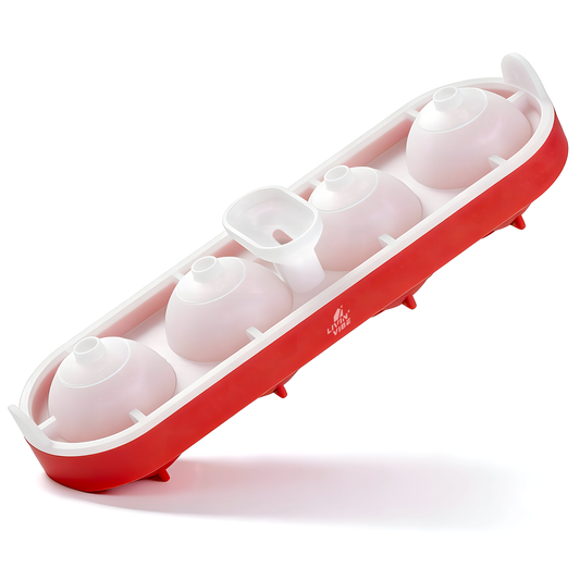 LIVINVIBE Silicone Ice Ball Mold with Lid – 4 Large Whiskey Ice Spheres, One-Pour Funnel Design, BPA-Free Flexible Ice Tray for Cocktails, Coffee & Drinks