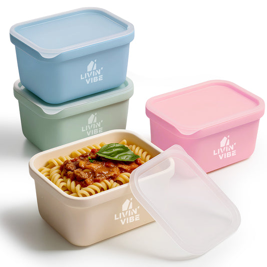 LIVINVIBE Silicone Freezer Tray Set with Lids – 4 Pack 250ml Portion Containers, Flexible Food Storage Trays for Soup, Sauce, Smoothies & Meal Prep