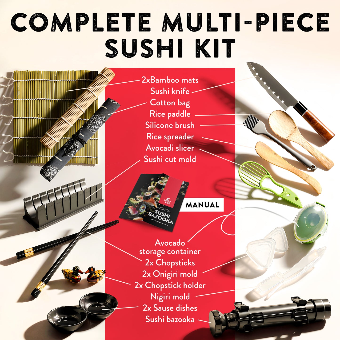Sushi Making Kit – Complete DIY Sushi Set with Sushi Bazooka
