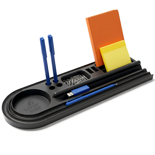 Silicone Desk Organizer Tray | Tech & Office Accessory Holder for iPhone, iPad, Mobile Phones, Tablets, Pens 15.25” × 5.5”