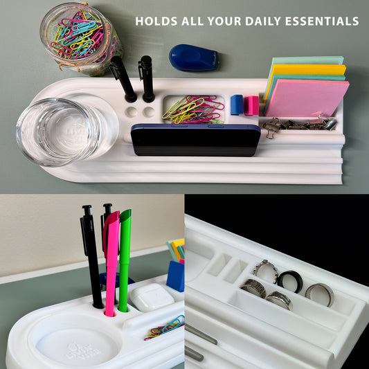 Silicone Desk Organizer Tray | Tech & Office Accessory Holder for iPhone, iPad, Mobile Phones, Tablets, Pens 15.25” × 5.5”